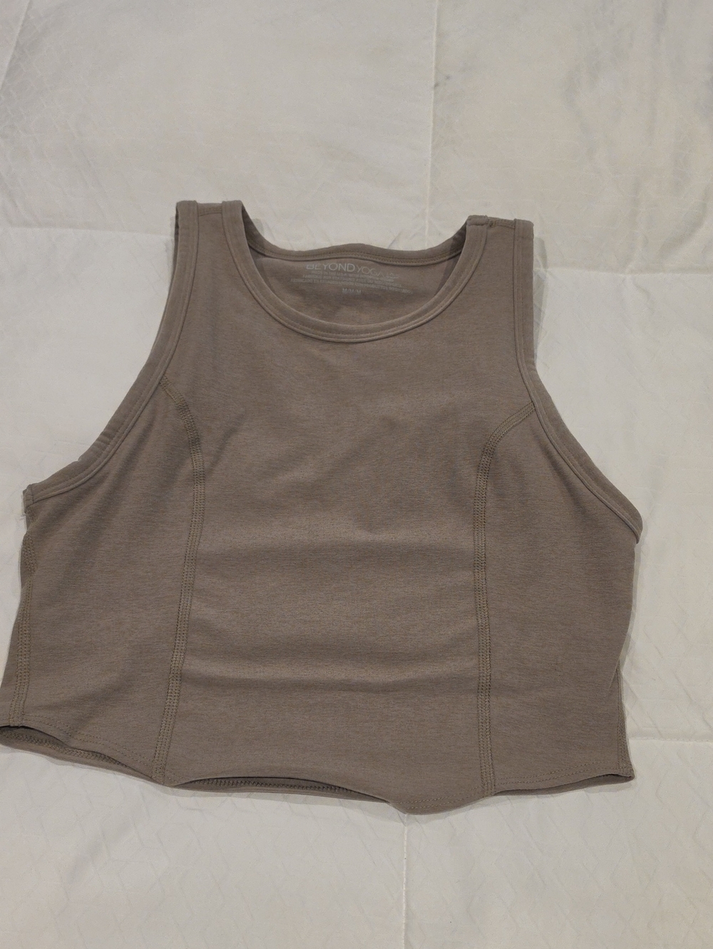 Beyond Yoga Taupe Cropped Muscle Tank